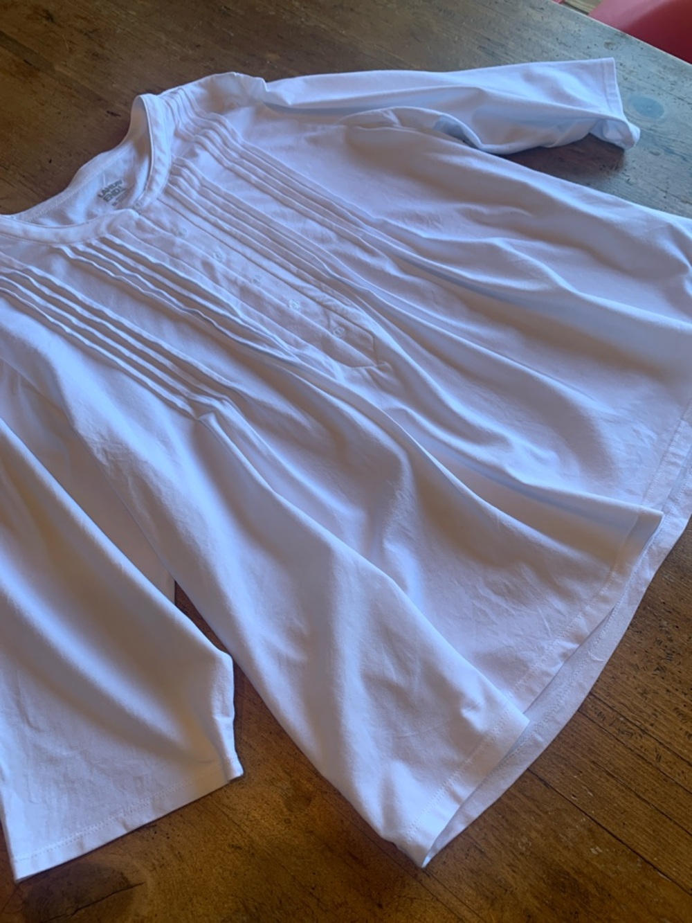 Lands' End White Pintuck Button-Front Tunic